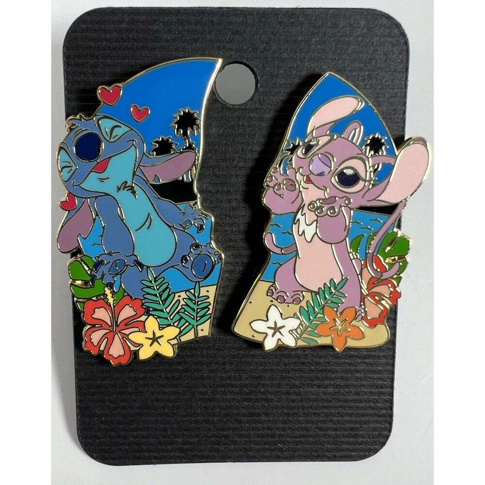 Disney Lilo & Stitch Angel & Stitch Beach Enamel Pin Set